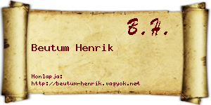 Beutum Henrik névjegykártya